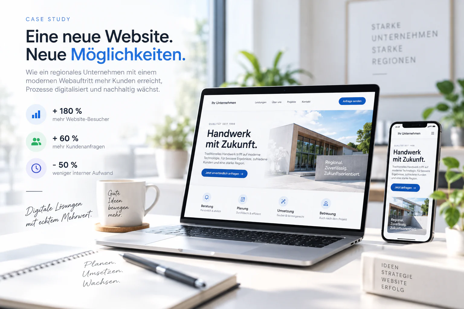 Website auf Laptop und Smartphone
